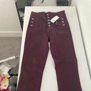 Jbrand coated stretch jeans in courant color.